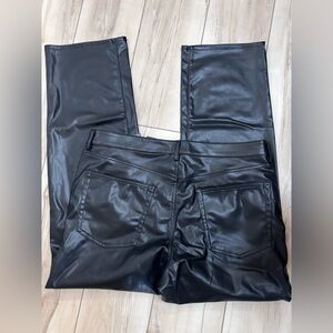 H&M Women's Faux Leather Black Wide Leg Pants